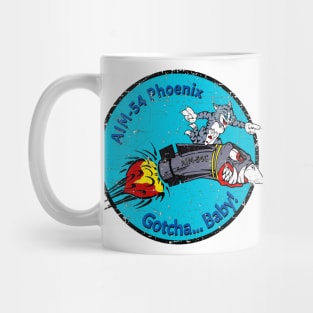 F-14 Tomcat - AIM-54 Phoenix Gotcha... Baby! Blue Grunge Style Mug